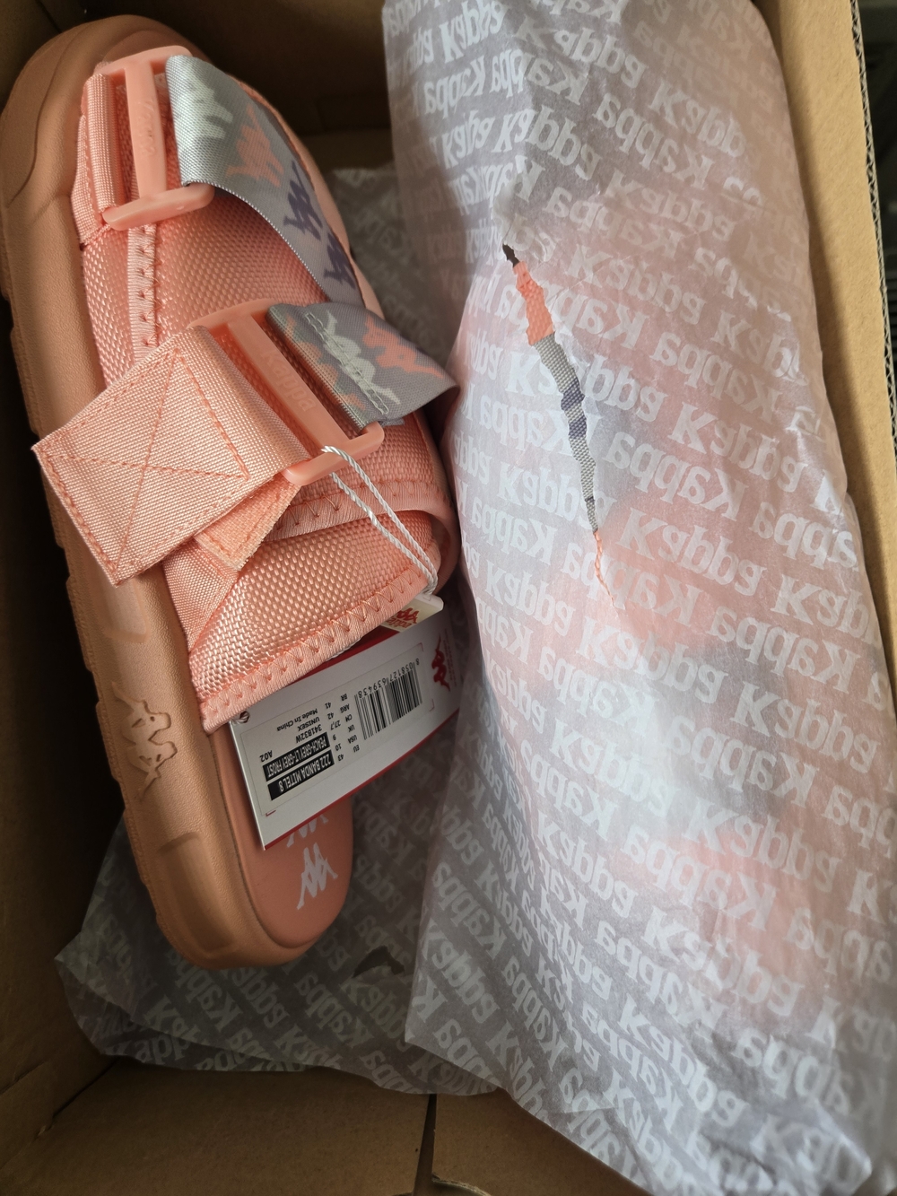 Kappa Peach Logo Strap Slide Sandals Men Are Women